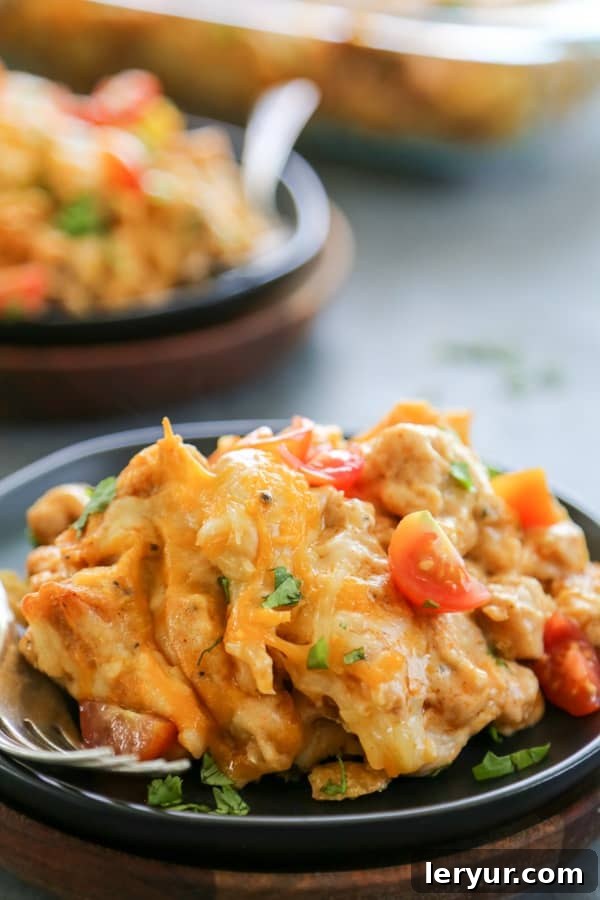 Easy Chicken Enchilada Bake using Fritos for a simple, delicious casserole.