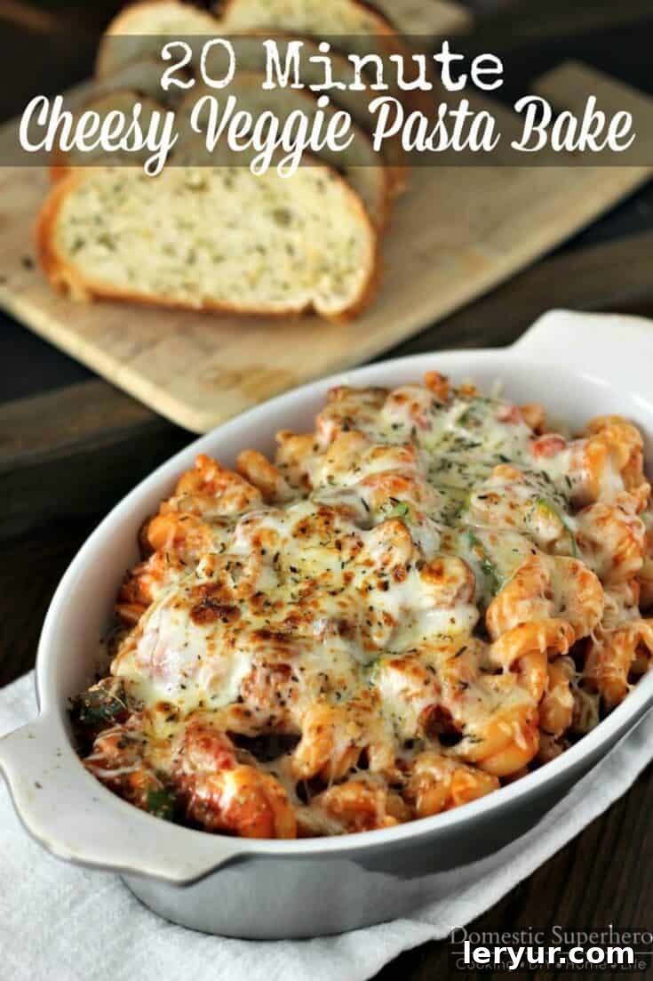 Cheesy Vegetable Pasta Bake loaded with fresh veggies and cheese, ready in 20 minutes.