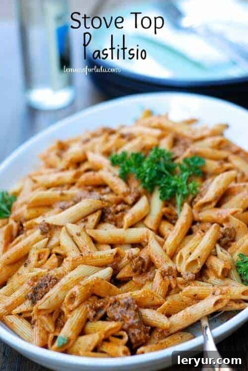 Stove Top Pastitsio, an easier version of a Greek favorite.