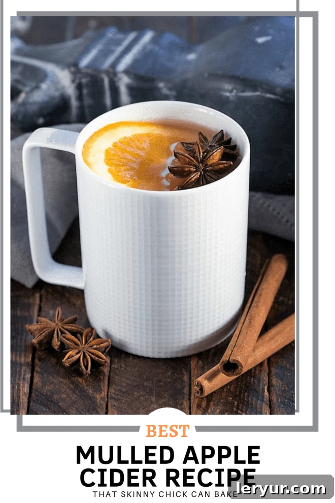 Mulled Apple Cider collage with three photos and a text box featuring the recipe name.