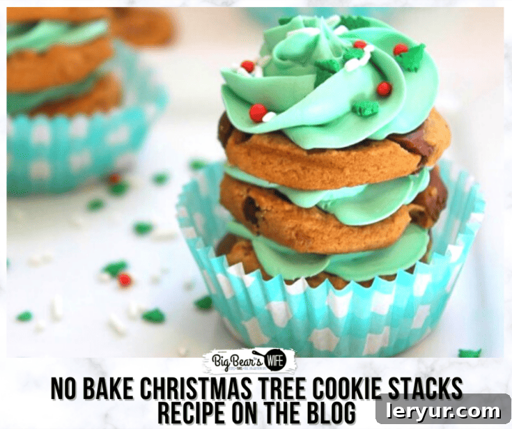 No Bake Christmas Tree Cookie Stacks