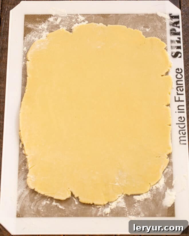 Whimsical Holiday Sugar Cookie Designs 8 Step 5: Roll out the chilled dough evenly on a lightly floured surface to your desired thickness.