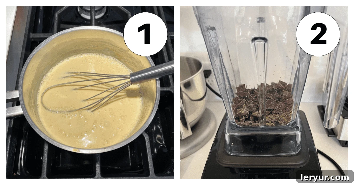 Silky Irish Cream Pots de Creme 3 Pots de creme Process shots 1, 2.
