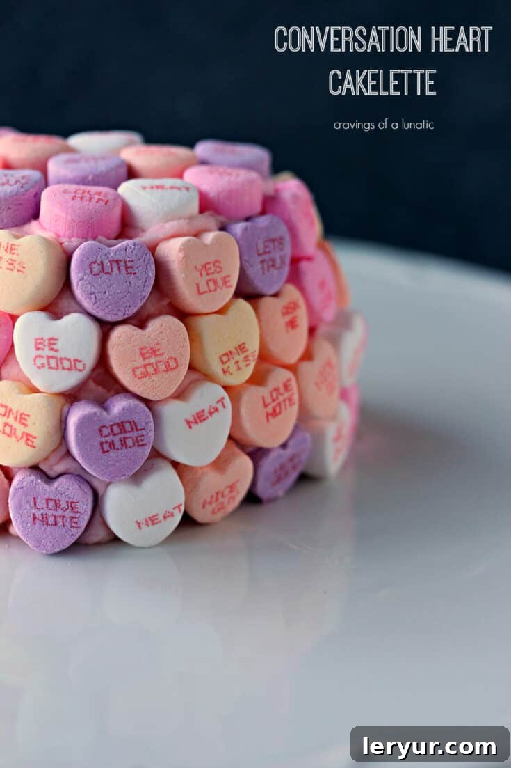 Conversation Heart Cakelettes, a cute Valentine's treat for kids and adults.