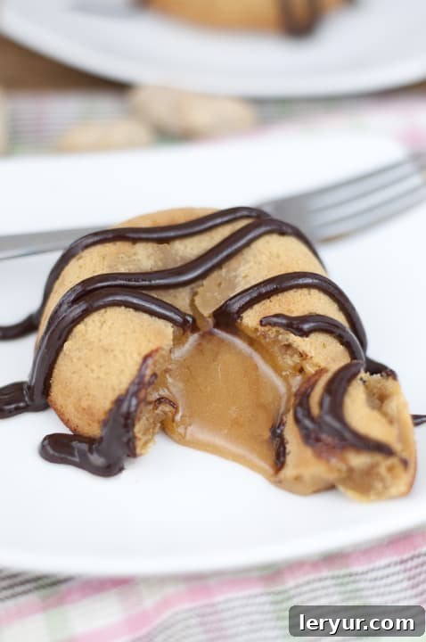 Double Peanut Butter Molten Lava Cakes, a rich and gooey dessert for peanut butter lovers.