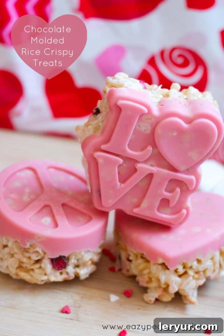 Valentine’s Day Chocolate Molded Rice Crispy Treats, super creative and yummy.