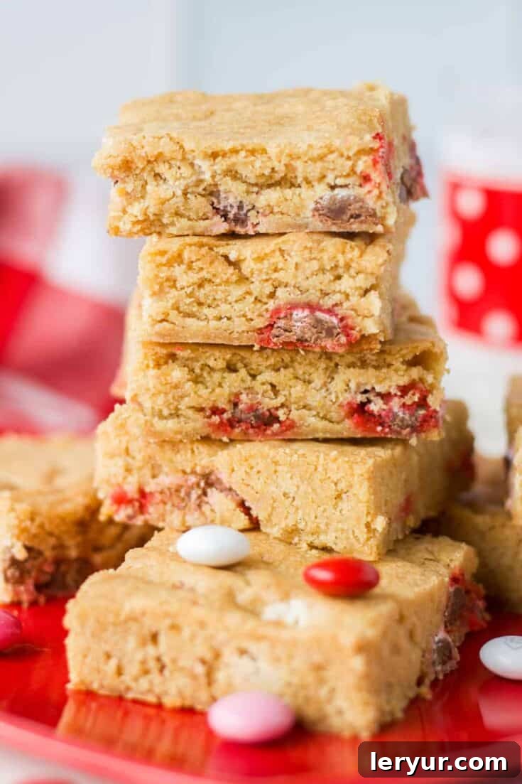 M&M Valentine Blondies, an easy and tasty treat.