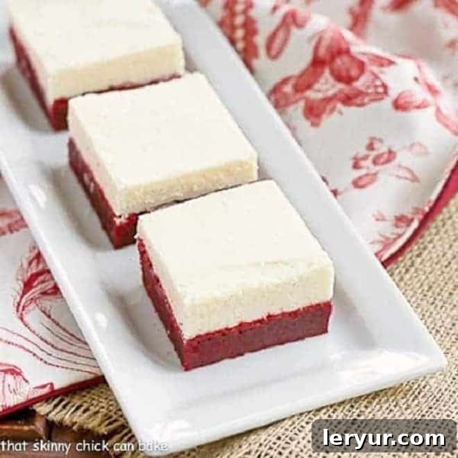 Red Velvet Brownies with white chocolate icing, a decadent treat for red velvet lovers.