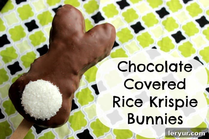Adorable chocolate-covered Rice Krispie bunnies, a fun and easy no-bake treat that both kids and grownups will love for Easter.