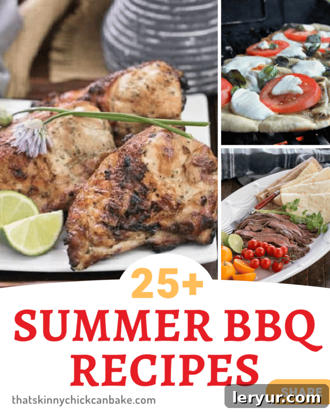 Sizzling Sensations: Over 25 Grill Recipes 2 A collage of various delicious grilled foods, including meats, seafood, and a dessert, with a title text box that reads '25+ Summer Grilling Recipes'.