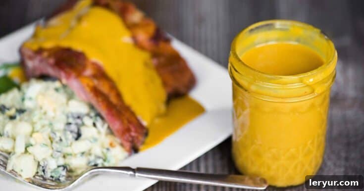 Carolina Mustard Barbecue Sauce, a tangy and flavorful BBQ sauce.