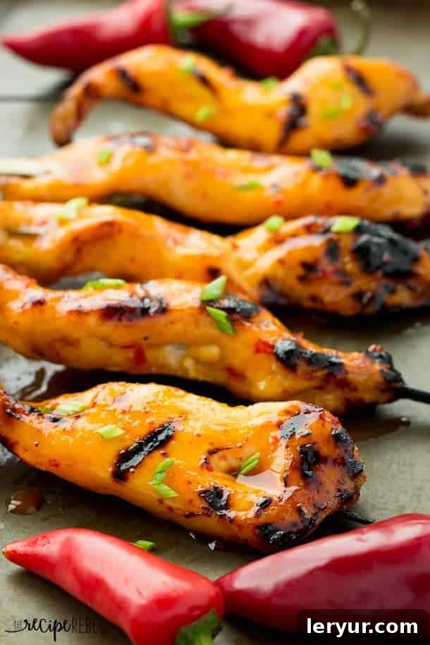 Homemade Sweet Chili Grilled Chicken, glazed with a delicious sweet chili sauce.