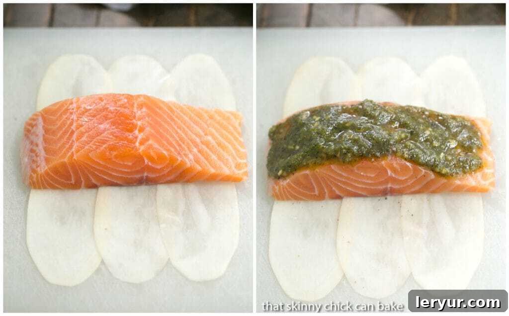 How to wrap Potato Shingled Salmon pictorial