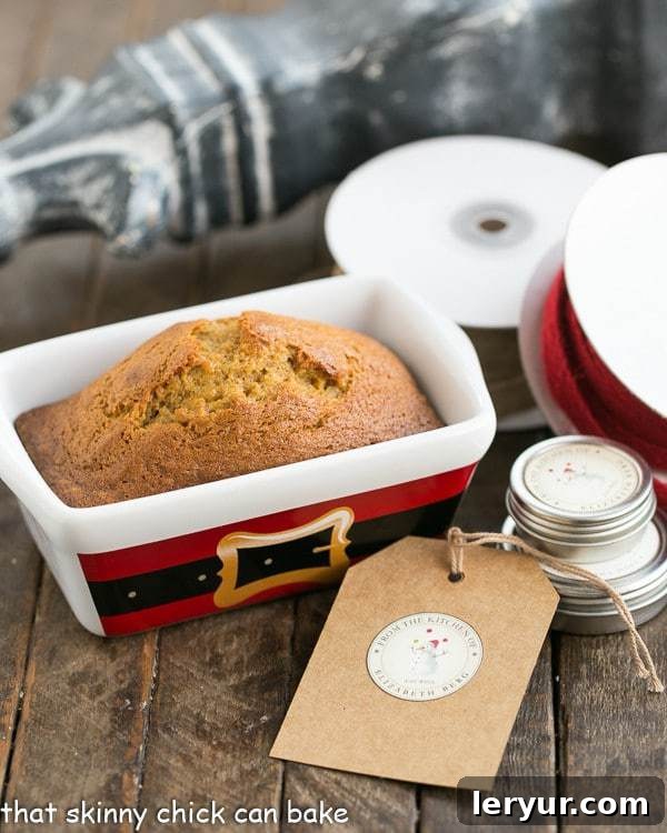 Mini Pumpkin Breads with gift wrapping supplies.