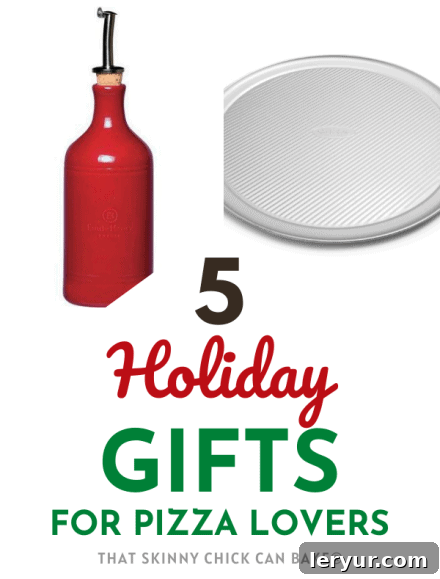 Collage of pizza gifts with 2 photos and a text box