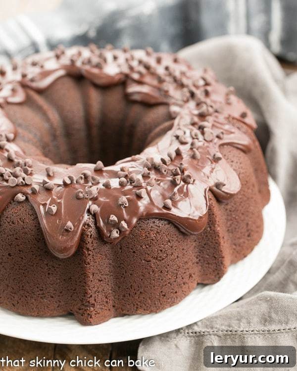 Cheesecake Stuffed Chocolate Bundt Cake | A rich chocolate cake with a dreamy surprise in the middle!