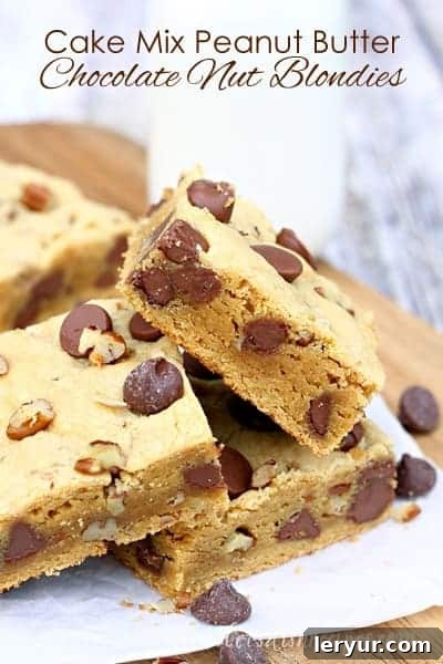 Cake Mix Peanut Butter Chocolate Nut Blondies
