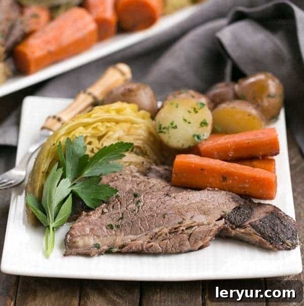 Irish Braised Corned Beef | Brisket slow cooked with the classic corned beef spices!