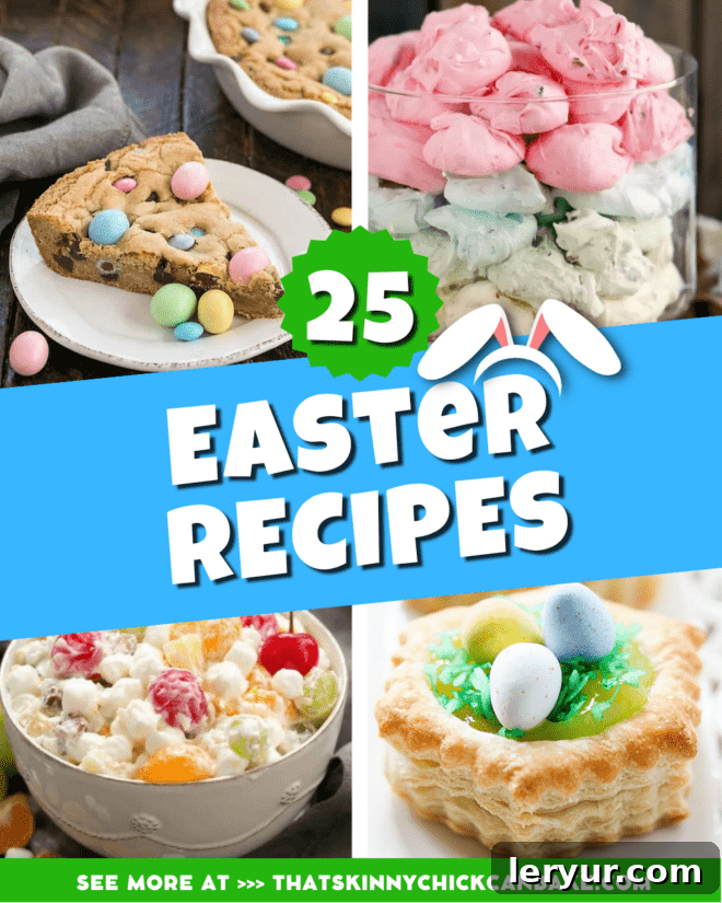 Easter Recipes collage with 4 photos and a title text box in the middle.