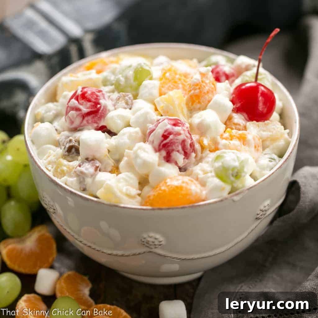 The best ambrosia salad made with real whipped cream.
