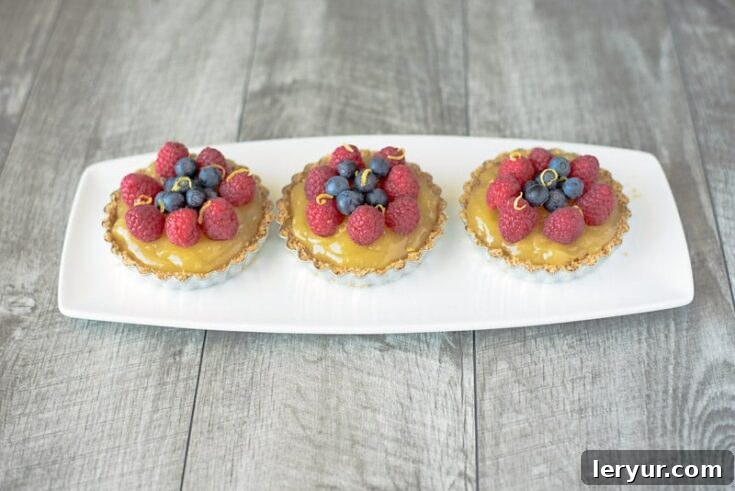 Beautiful No Bake Berry Lemon Tartlets, mini tarts with lemon and berries.