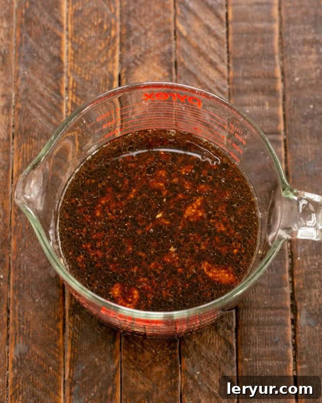 All ingredients for the flank steak marinade combined in a bowl.