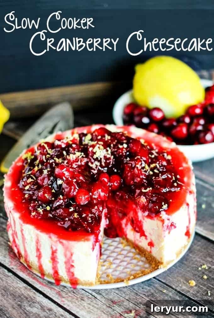 Festive Slow Cooker Cranberry Cheesecake