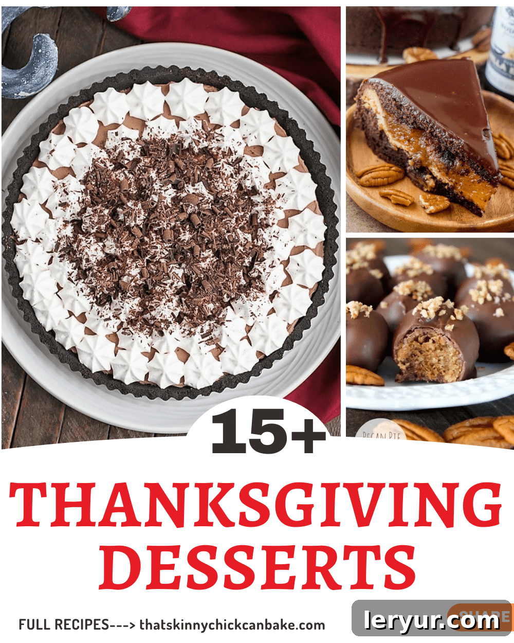 A collage featuring various delectable Thanksgiving desserts, including pies, tarts, and cakes, promising a sweet end to the holiday feast.