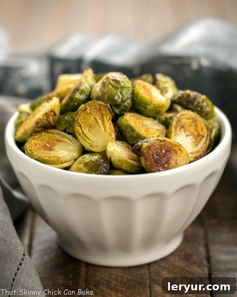 Bowl of Honey Mustard Roasted Brussels Sprouts ready to serve