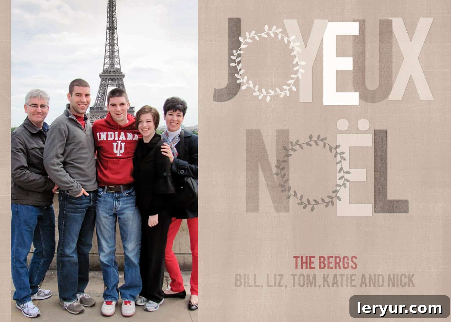 A festive family Christmas card with a joyful message, celebrating the holiday season.
