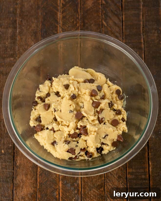 Step 3: Folding in the chocolate chips and then chilling the dough.