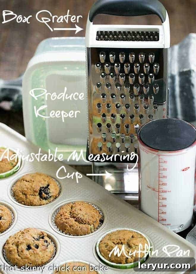 Blackberry Bran Muffins with grated zucchini and full of juicy, plump berries Blackberry Bran Muffins and OXO products