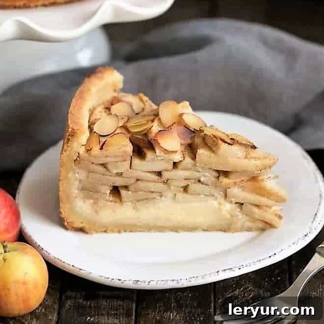 An elegant Cream Cheese Apple Torte, beautifully presented and combining cheesecake and apple pie flavors.