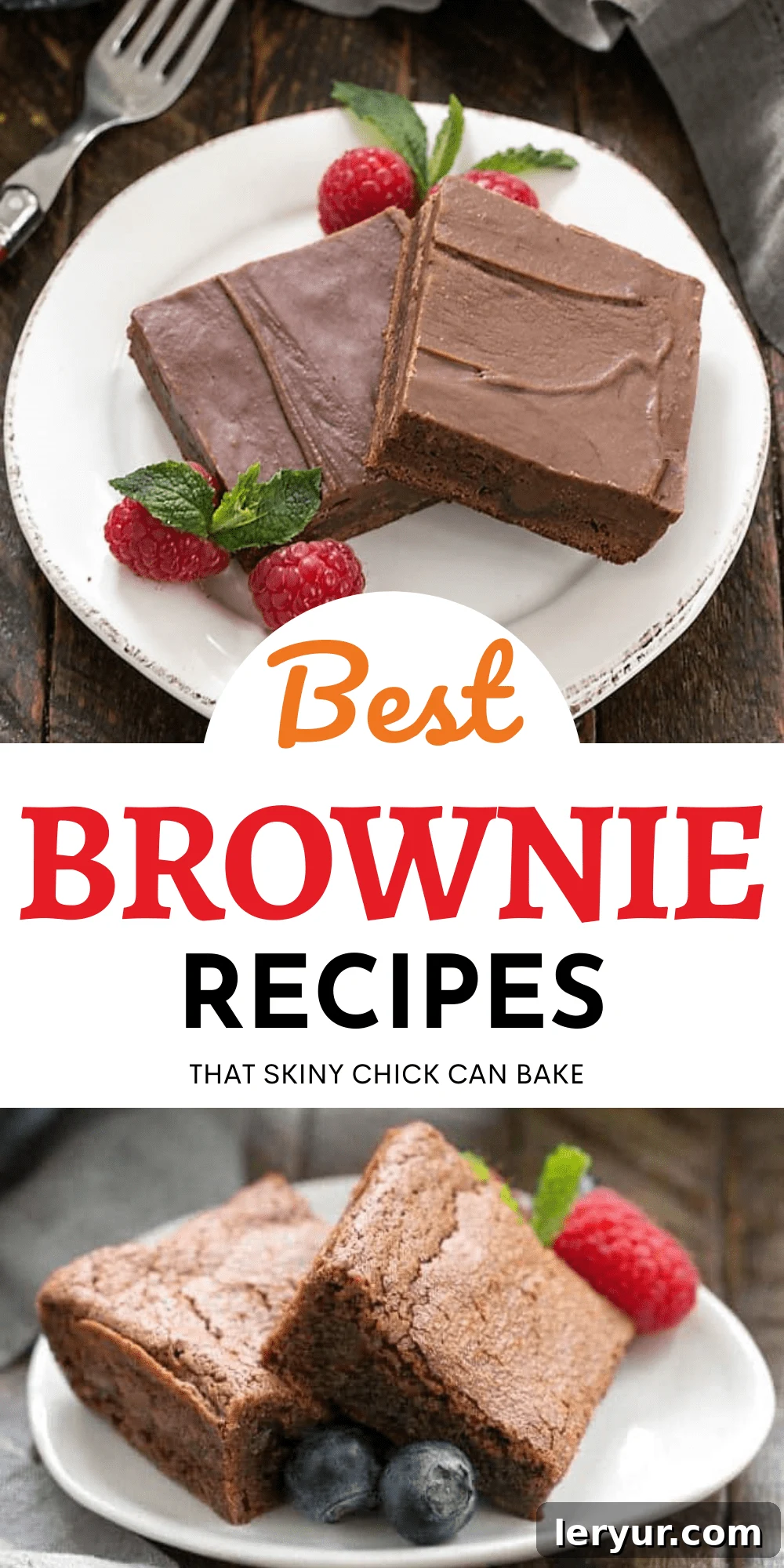best brownie recipes collage with 2 photos and a title text box, highlighting a variety of delicious options.
