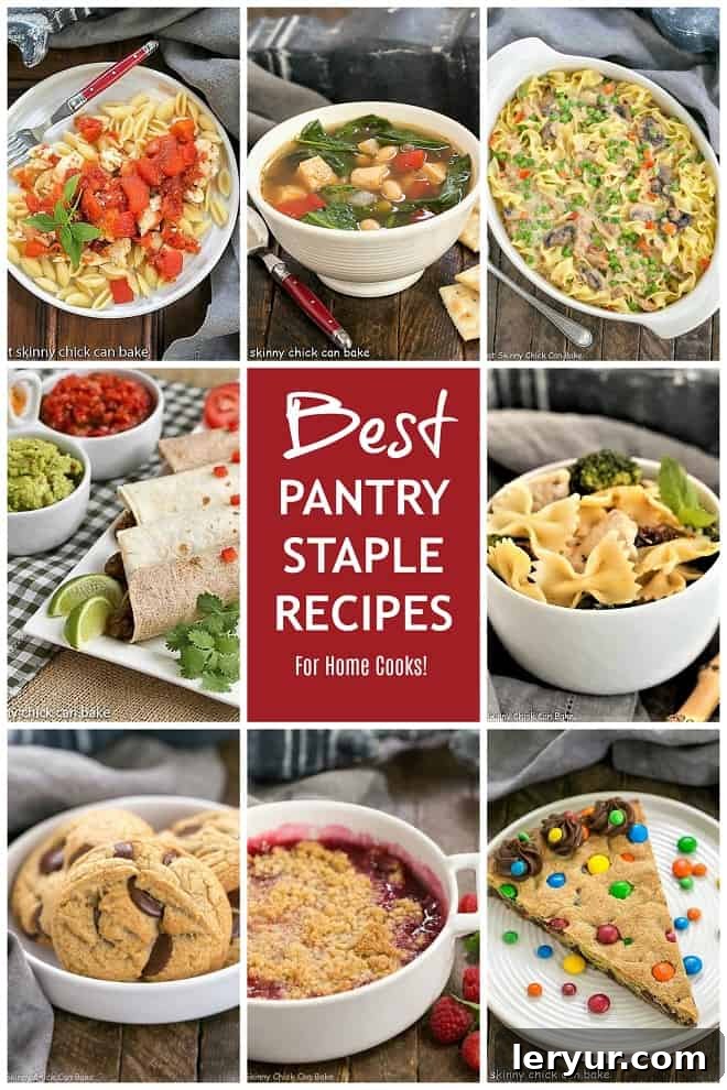 A vibrant collage of various dishes made from pantry staples, perfect for quick and easy meal inspiration.