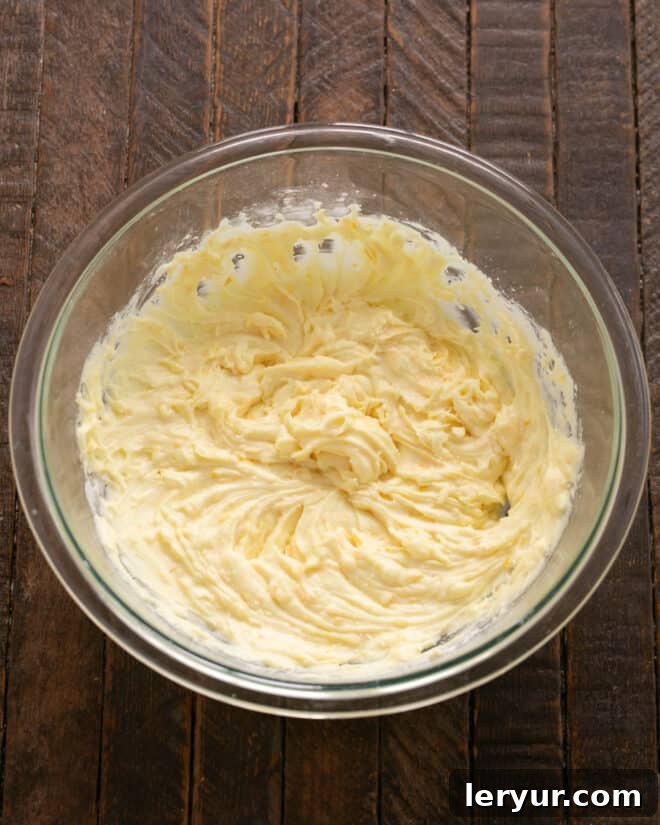 The orange filling and frosting mixture, blended until smooth and creamy.