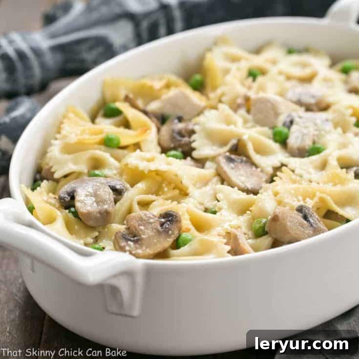 Turkey Tetrazzini - The ultimate comfort food with leftover poultry, peas, mushrooms, and a dreamy cream sauce!