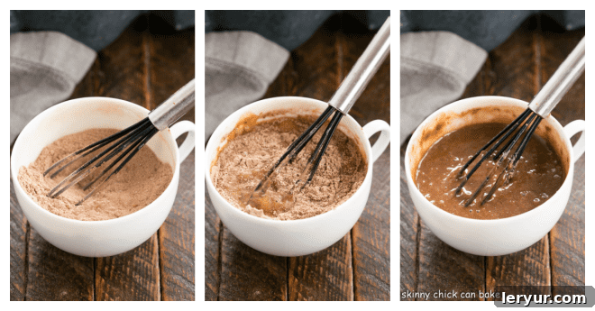 Mugful of Instant Chocolate Heaven 3 3 process shots of mixing mug cake ingredients