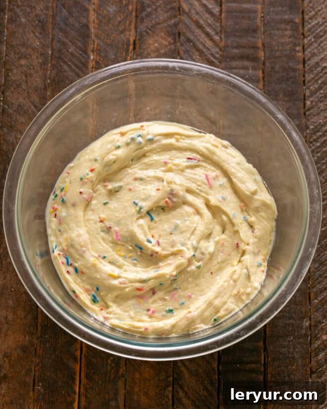 Mix in sprinkles.